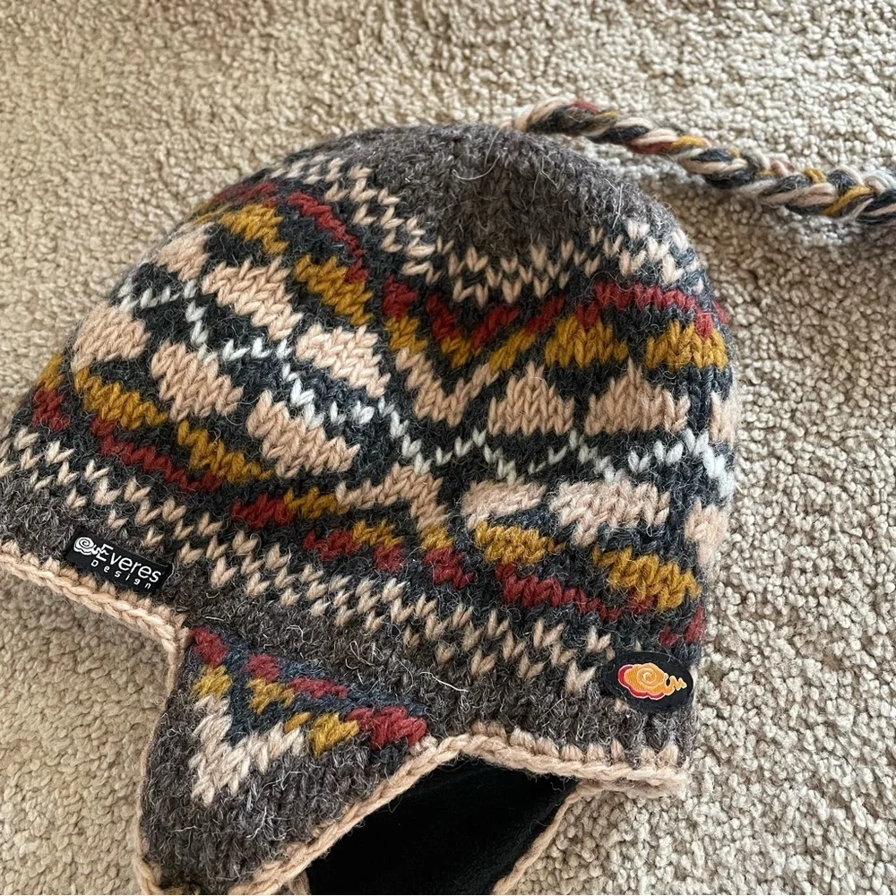 Wool Nordic Design Everest Earflap Knit Hat - Multicolor Pattern Hygge Scandi